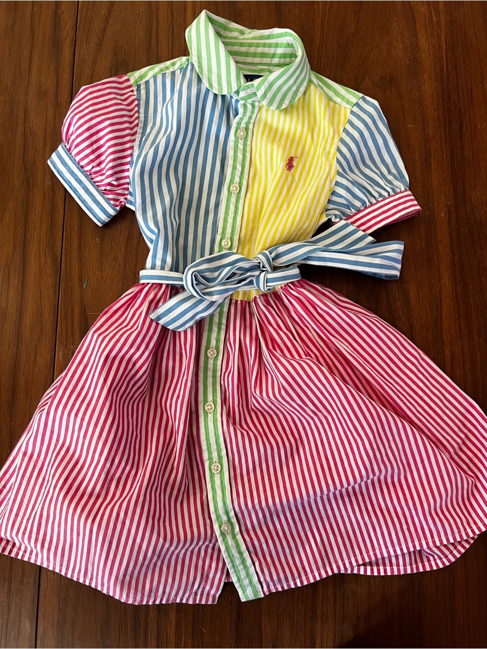 Polo Ralph Lauren Girls Striped Shirt Dress Belted Cotton Size 4